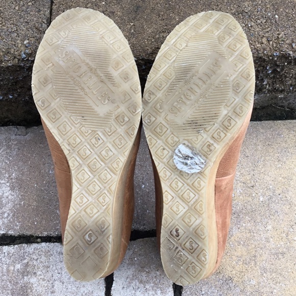 Seychelles Tan Leather Peep Toe Wedge Sandals - Picture 6 of 8